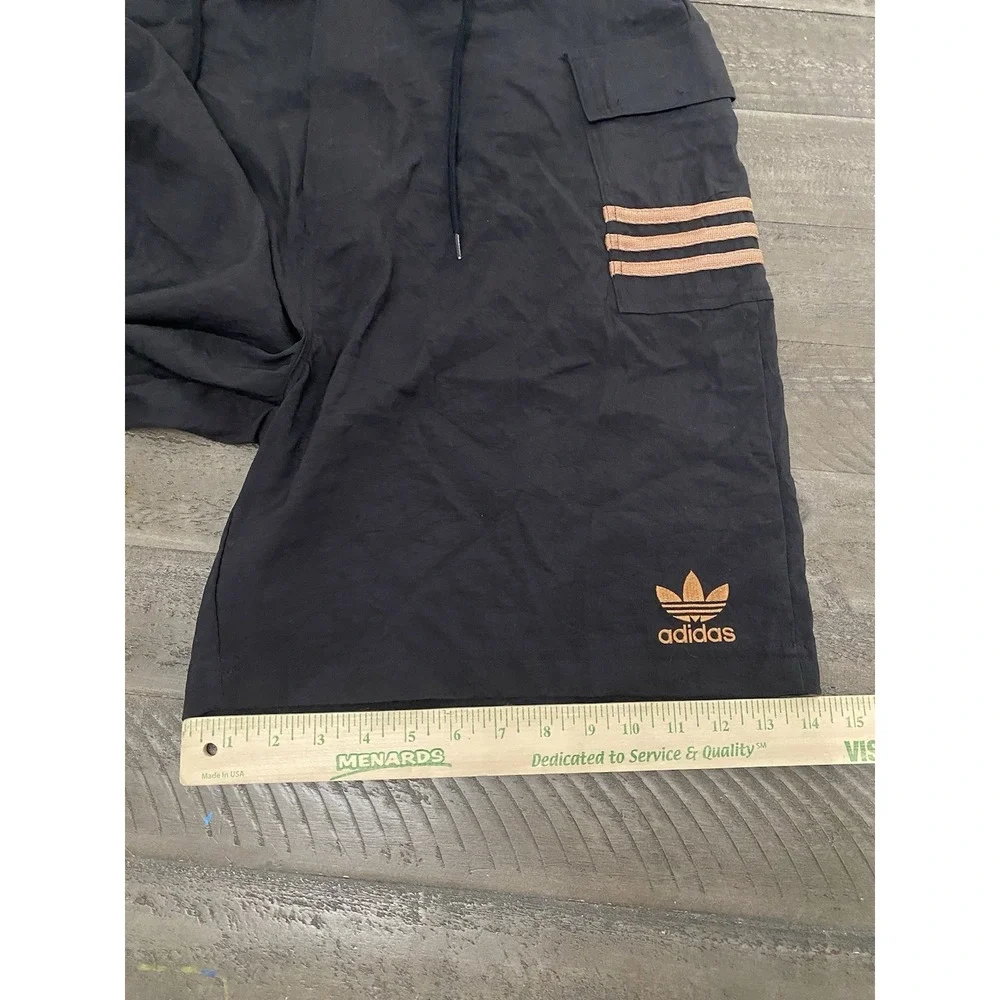 Vtg Rare Men's Adidas Black With Orange Sided Stripe Board Shorts Sz XL Trunks
